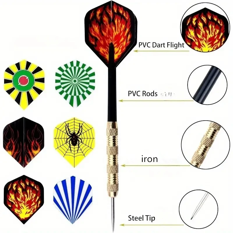 18 Pcs/set Of Professional Darts Combination With Steel Tips Durable And Improved Accuracy Suitable For Training And Competition