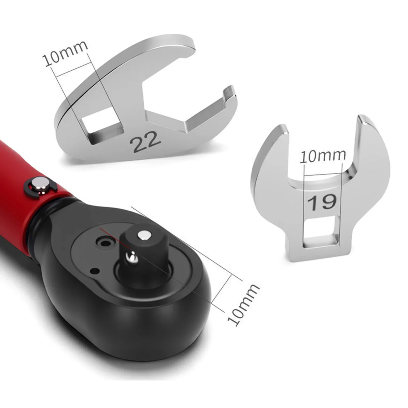Crowfoot Wrench Set 10 Pieces 38 Inch Drive Open End Spanner for Torque Wrench with Labels from 10 to 22mm Sizes