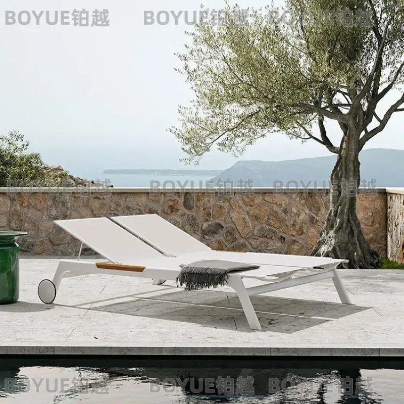 Outdoor Beach Chair Pool Lounger Patio Furniture Balcony Courtyard Recliner Sunbathing Deck Chaise Lounge for Garden Resort