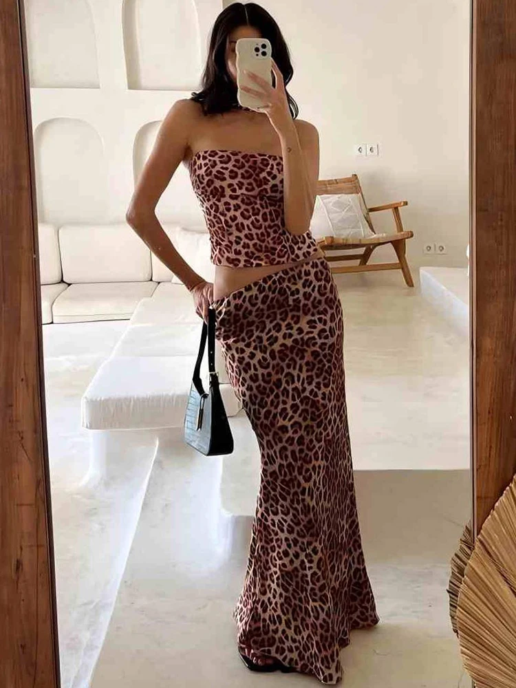 

Insglas Temperament Summer Print 3-Piece Set Women Scarf+Wrap Mini Sleeveless Backless Tops+Skinny Skirts Party Matching Suits