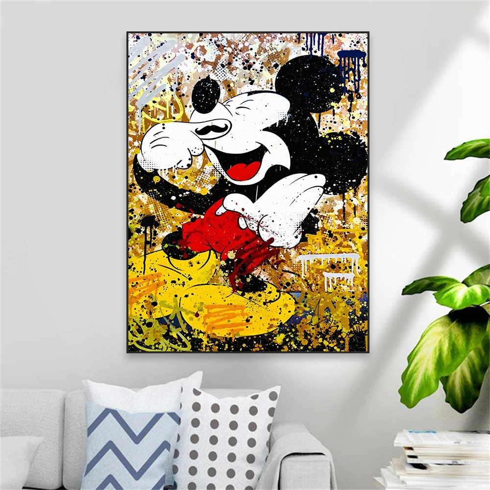 Disney Mickey Mouse Art Poster Fashion Pop Street Art Graffiti Wall Art Prints Funny Portrait Oil Painting Canvas Painting Decor