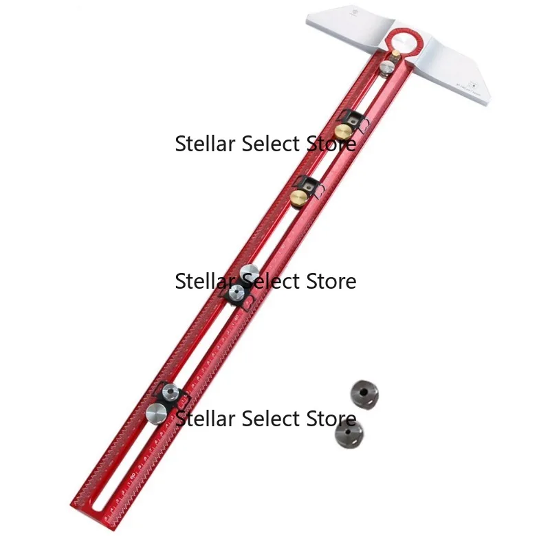 Aluminum T Square Ruler Woodworking Right Angle Scriber 45 Degree Hole Drilling Punch Position Measuring Gauge Carpenter DIYTool