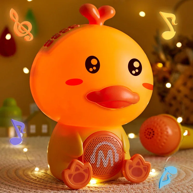 かわいいアヒル Bluetooth スピーカー漫画アニメワイヤレス音楽プレーヤーマイクポータブルデスクトップ充電教育おもちゃキッズギフト