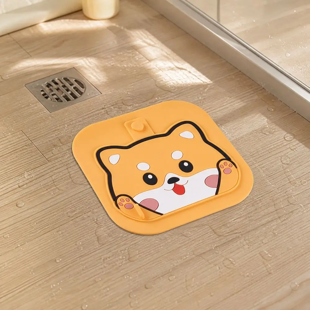 Insect-proof Sewer Floor Drain Cover Anti-Odor 2in1 Sink Drain Plug Reusable Cartoon Drain Stopper for Bathroom Hair Collection