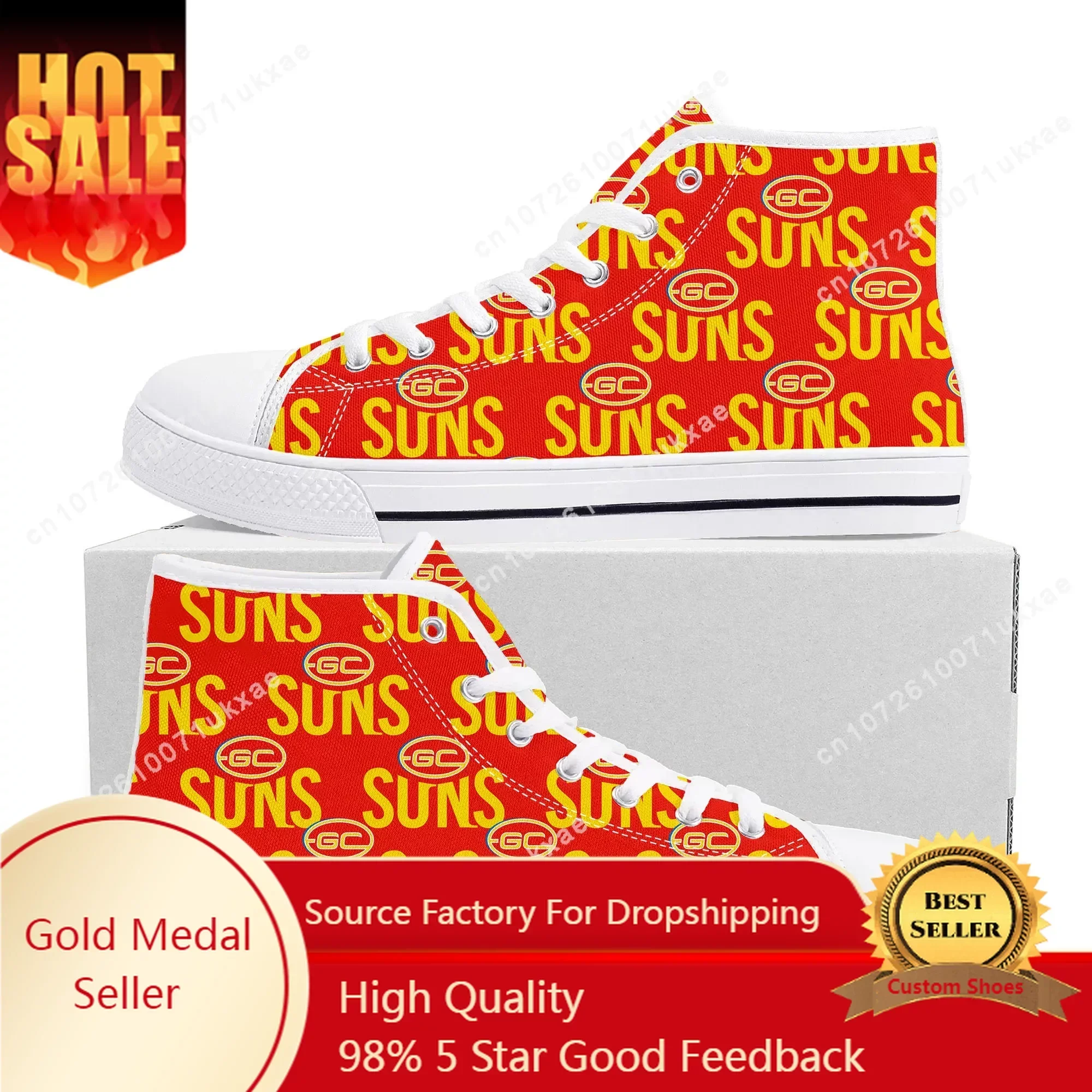 Gold Coast Australian Football High Top Sneakers Mens Womens Teenager High Quality Canvas Sneaker Casual Shoe Customize Shoes