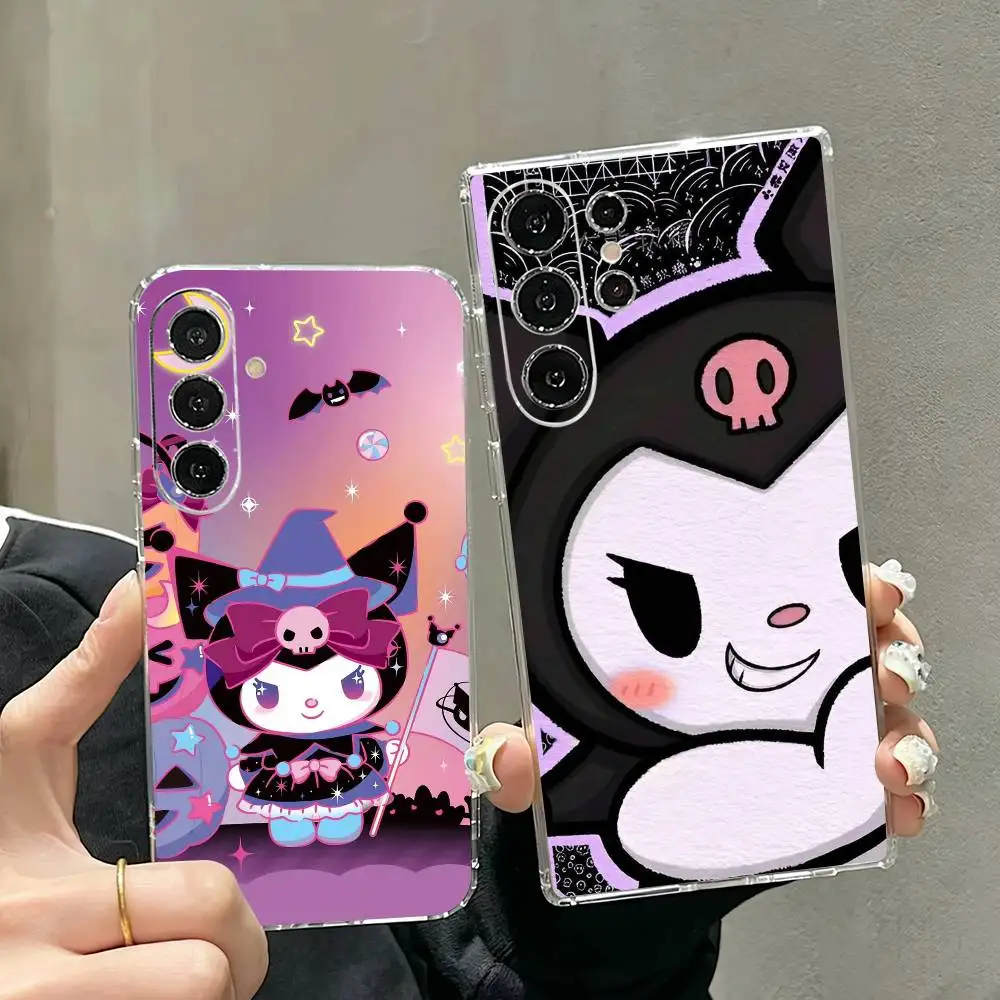 Cute Cartoon For P-Kuromi-y  Phone Case For Samsung S25,S24,S21,S22,S23,S30,Ultra,S20,Plus,Fe,Note,10,9,5G Transparent Cover