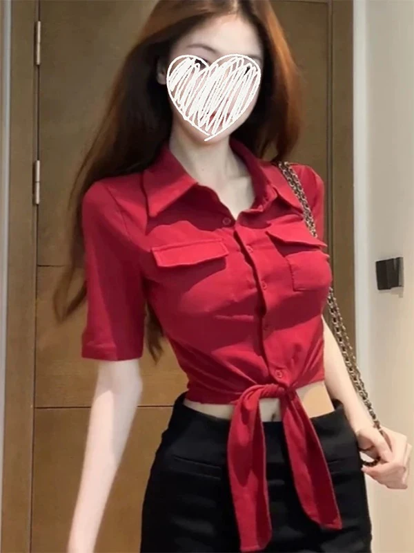 

Sexy ort Sve irt Women's Slim Fit Binding Design Summer New Sle Commute Sle Pure Color Other Material 00%