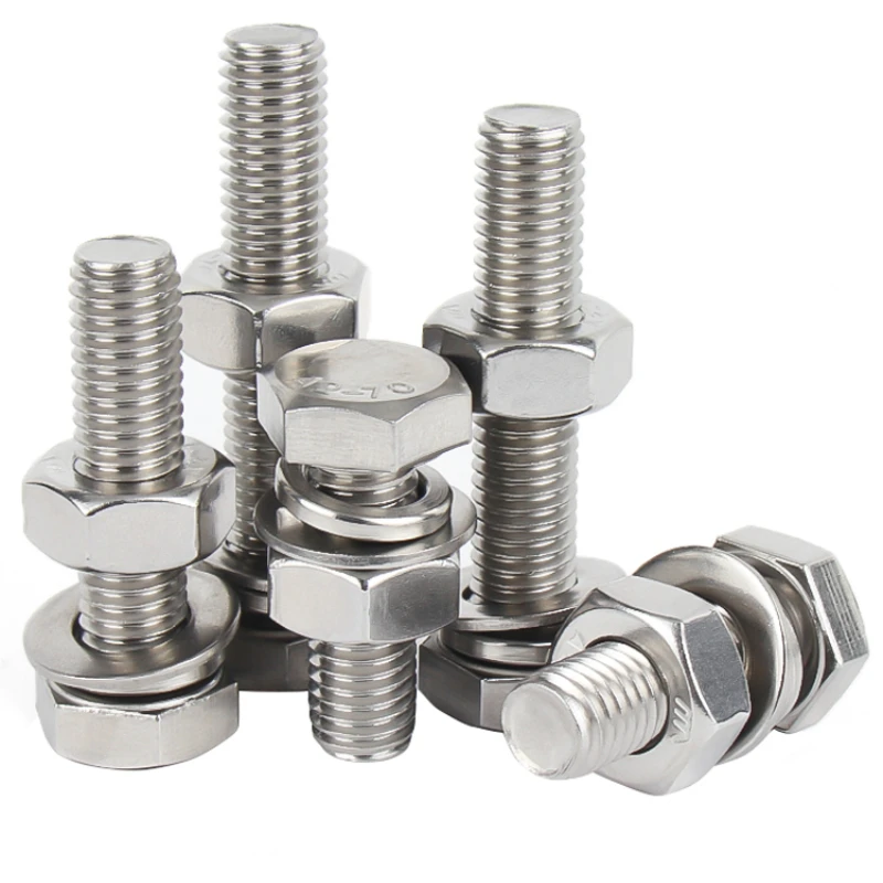 

304 Stainless Steel Hex Bolt Nut Kit M3-M16 Screws with Washers Metric Fasteners Set for Home Repair