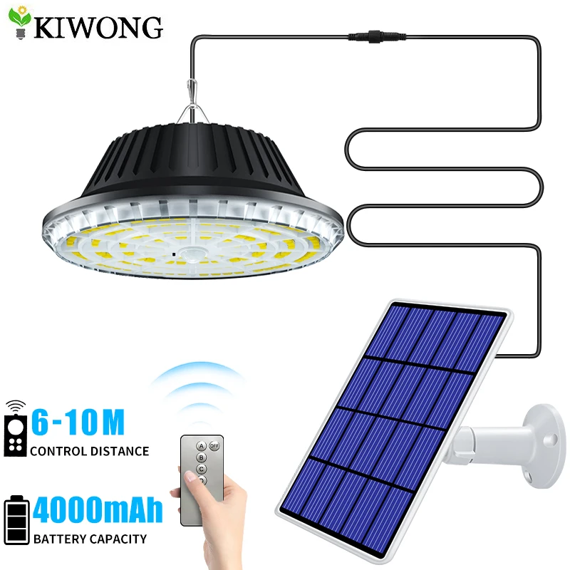 

Solar Pendant Lights 160/120LEDs Outdoor Indoor with Remote Separated Solar Panel IP65 Waterproof Solar Shed Light for Garage