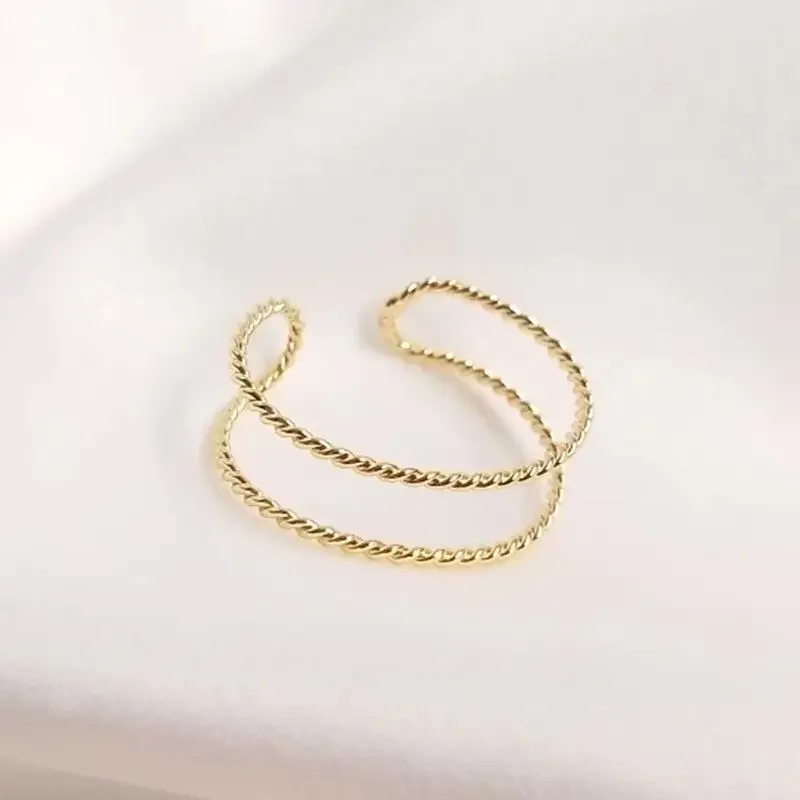 14K Gold-Color Batch Flower Twist Copper Wire Double Strand Ring Hand-clamped Beads Winding DIY Accessories Double Ring Ring