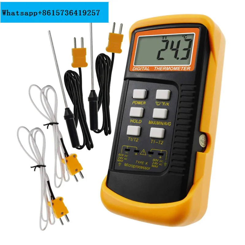 

Technical multi probe thermometer, double K-wire bimetallic thermocouple thermometer connection