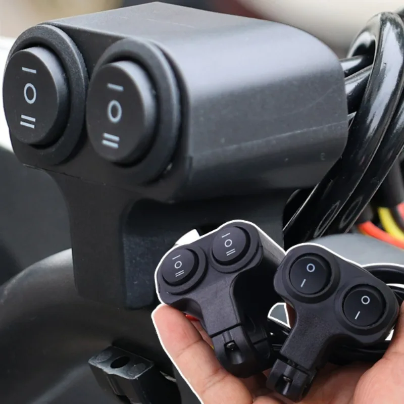 

Двойная кнопка мотоцикла, универсальный 2/3-контактный переключатель включения/выключения руля для светодиодных фар, противотуманных фар, электрического скутера
