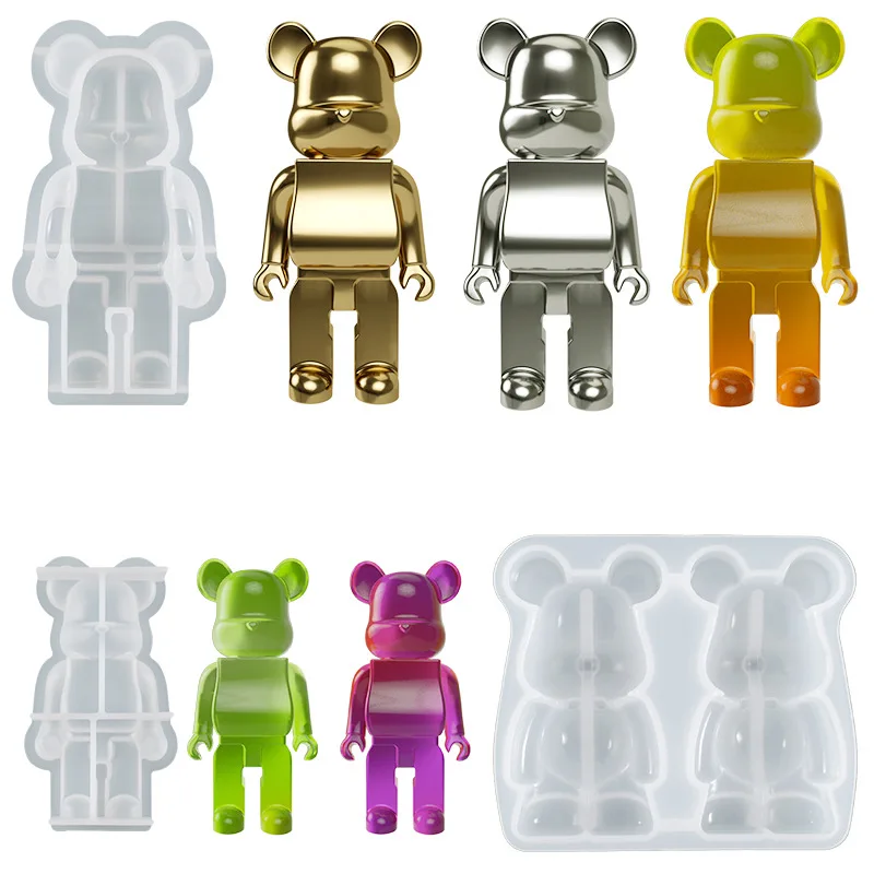 

2022 Cute Bear Candle Silicone Mold DIY Cartoon Bear UV Epoxy Resin Craft Jewlery Necklace Gypsum Candle molds for Candle Making