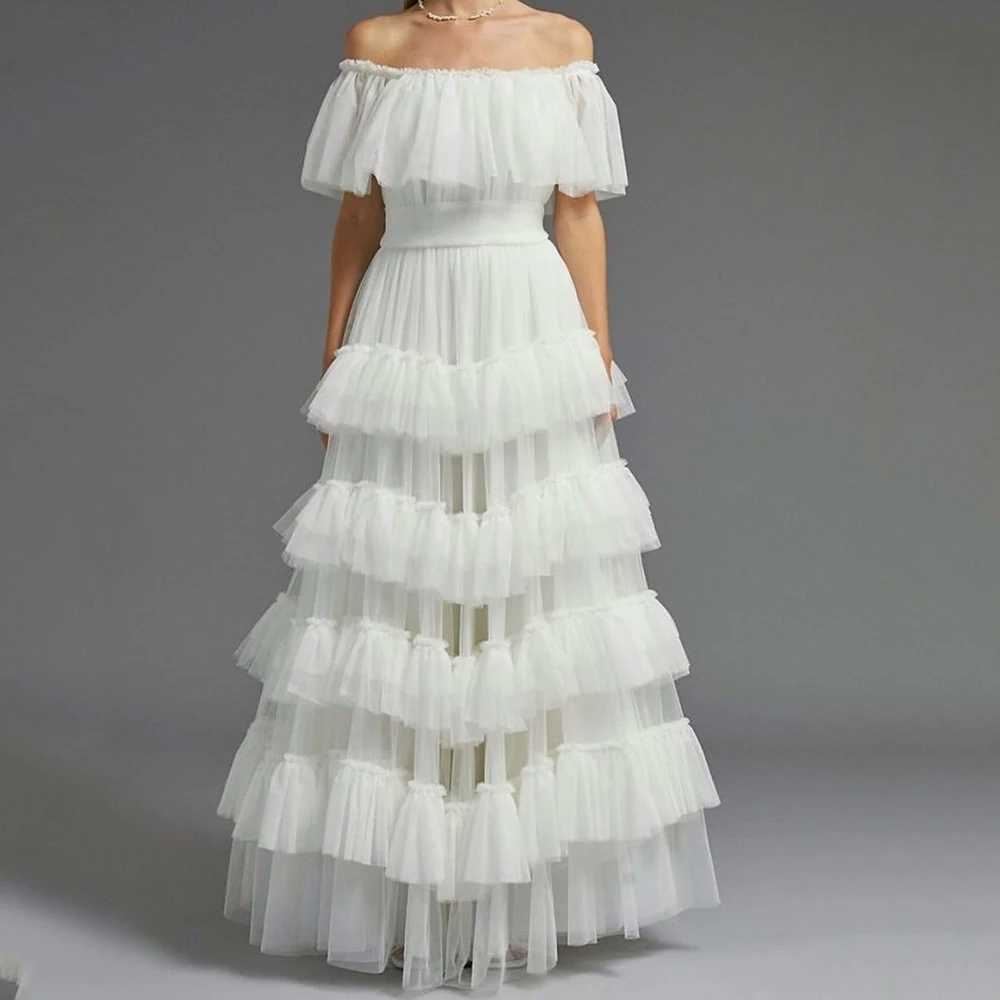 

Вечерние платья трапециевидной формы по индивидуальному заказу, длиной до пола, с открытыми плечами, без рукавов, платье для выпускного вечера, модное вечернее платье с рюшами и драпировкой на спине