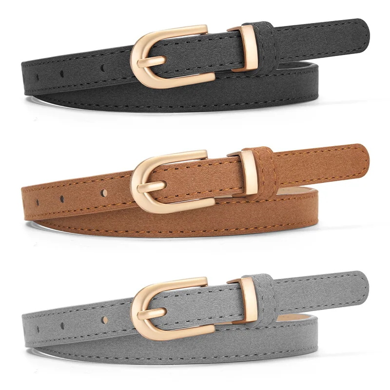 

Cross-border Belt Female Pu Leather Pin Buckle Thin Belt Female Models Ins Wind Senior Sense of Hundred With Belt