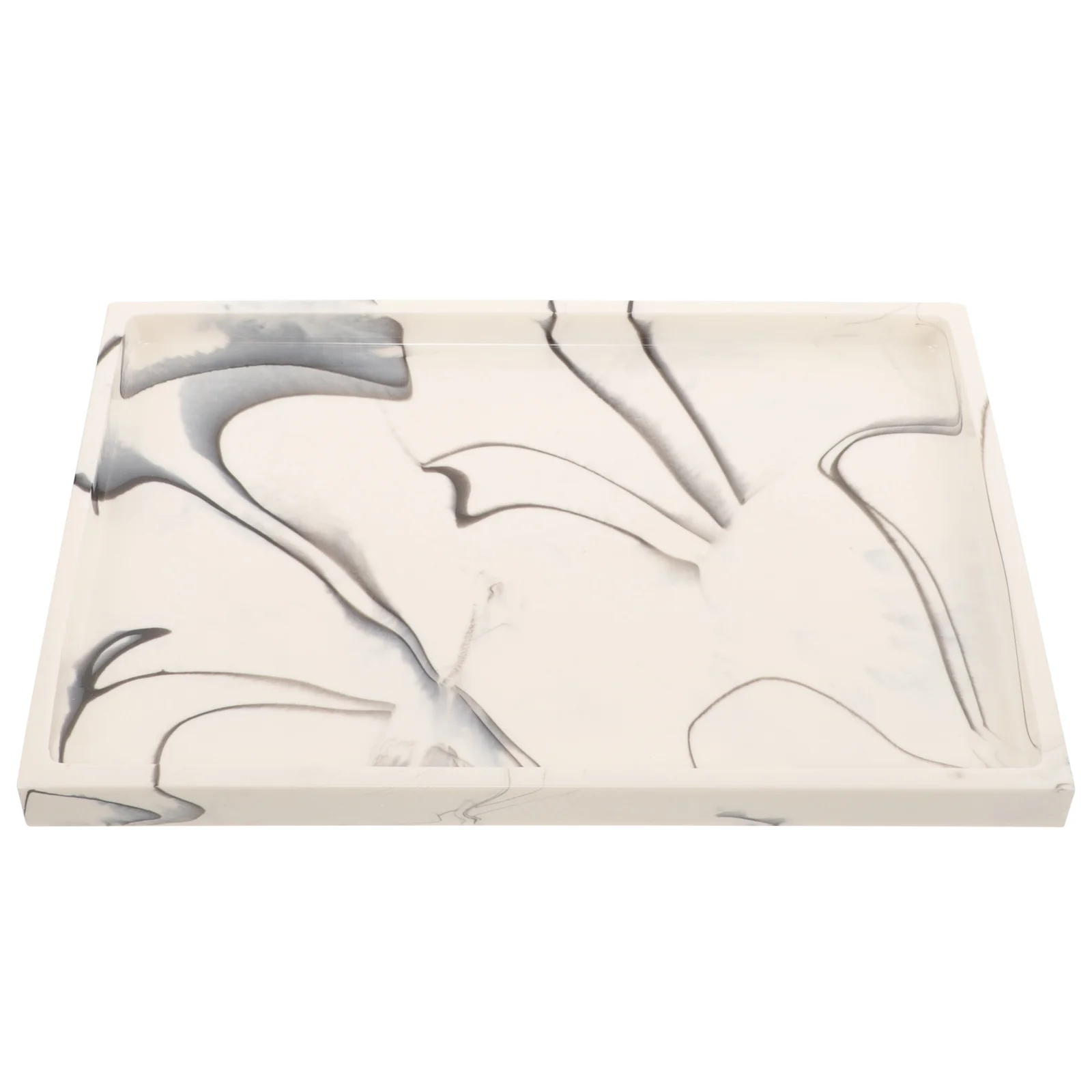 

Marbling Resin Makeup Organizer Tray Bathroom Vanity Decorative Tray Perfume Soap Storage for Countertop Dresser Bedroom