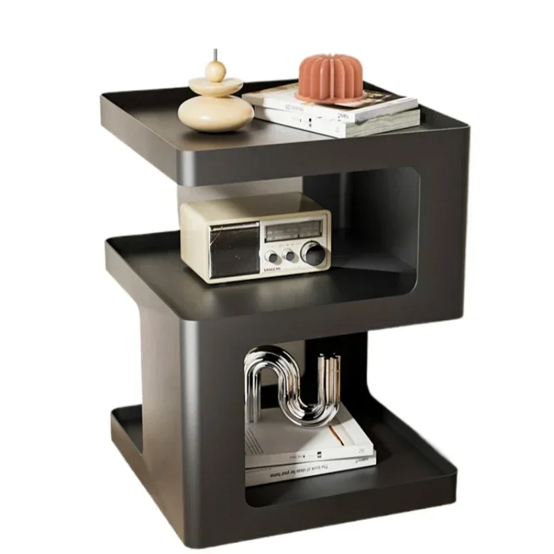 

Wrought iron bedside table, modern bedroom simple black bedside shelf, small apartment furniture