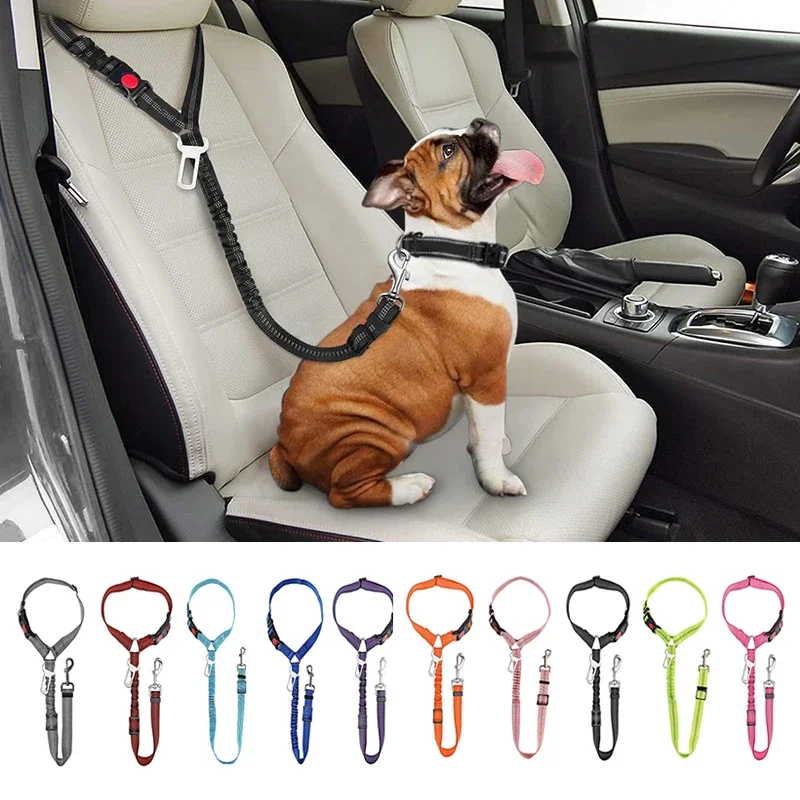 Walking dog leash Two-in-one Dog Harness Leash Pet Car Seat Belt with Clip Backseat Safety Belt Kitten Collar Pet Accessories