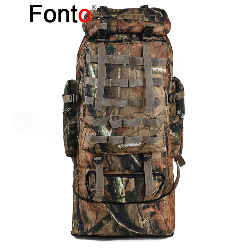 Fonto 100L Large Hiking Camping Camouflage Softback Backpack Military Tactical Bag For Men Women Outdoor Climbing Tra