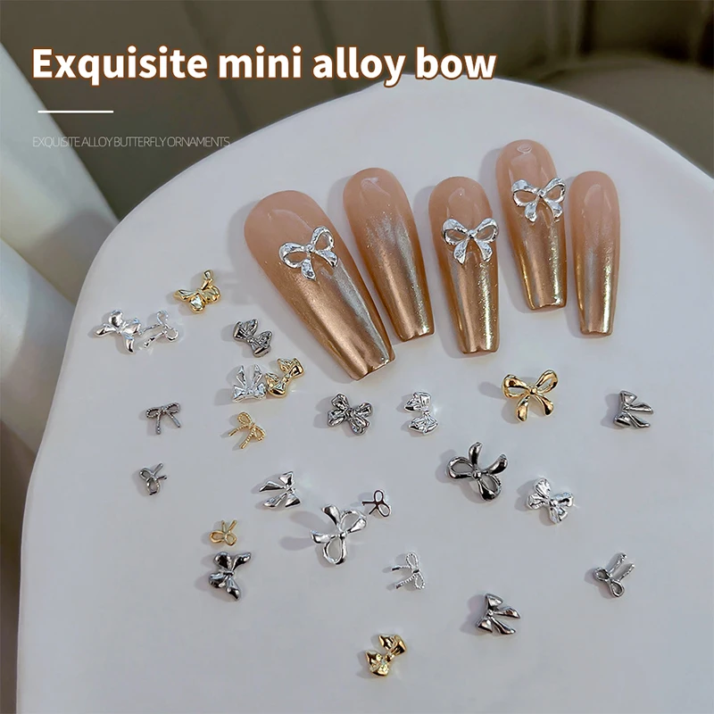 Kawaii Bow Nail Art Charms, 3D Liga Japonesa Bow Tie Jóias, Decoração Nail Rhinestone, Acessórios DIY, Luxo, 10pcs