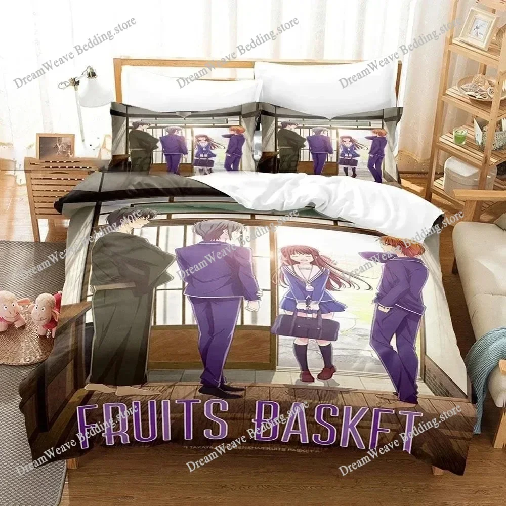 

Anime Fruits Basket Bedding Set Boys Girls Twin Queen Size Duvet Cover Pillowcase Bed Boys Adult Fashion Home Textileextile963