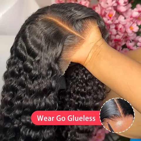 250 Density 100% Human Hair 13x6 Deep Wave HD Lace Frontal Wigs 13x4 Curly 5x5 Glueless Lace Front Wig 30 40 Inch Closure Black