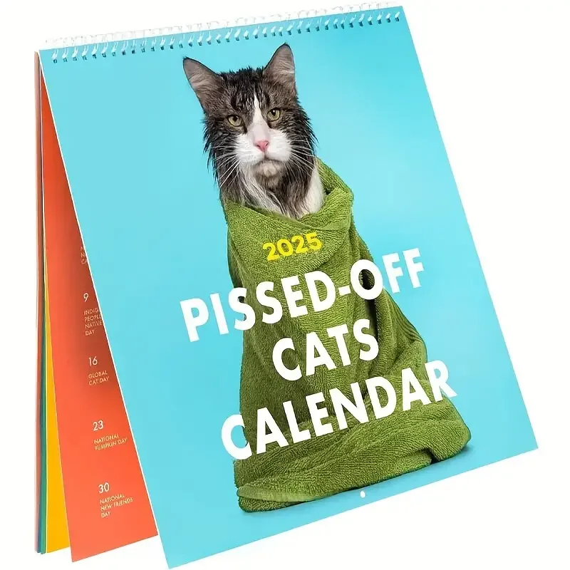 2025 Pissed-Off Cats Calendar - 12-Month Wall Calendar for Cat Lovers, Humorous Feline-Themed Funny Gift Planner Hanging