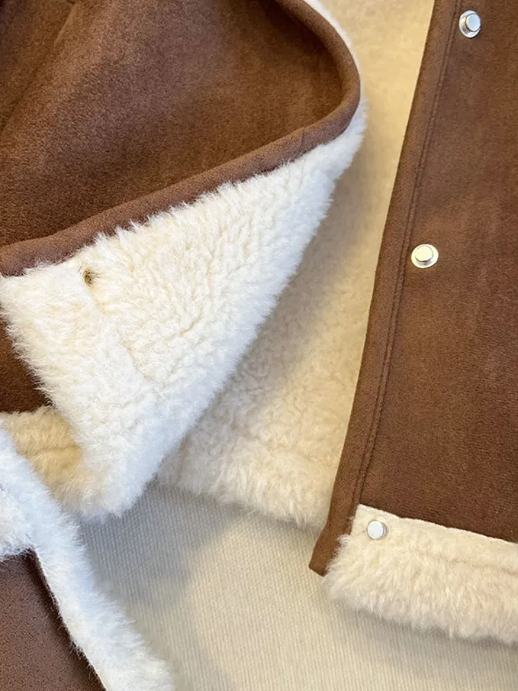 Ladies' Warm Lamb Fur Jaet Self-Kee Sle ort Suede Autumn Winter Coat Fem Small Size Original Design Loose Fit