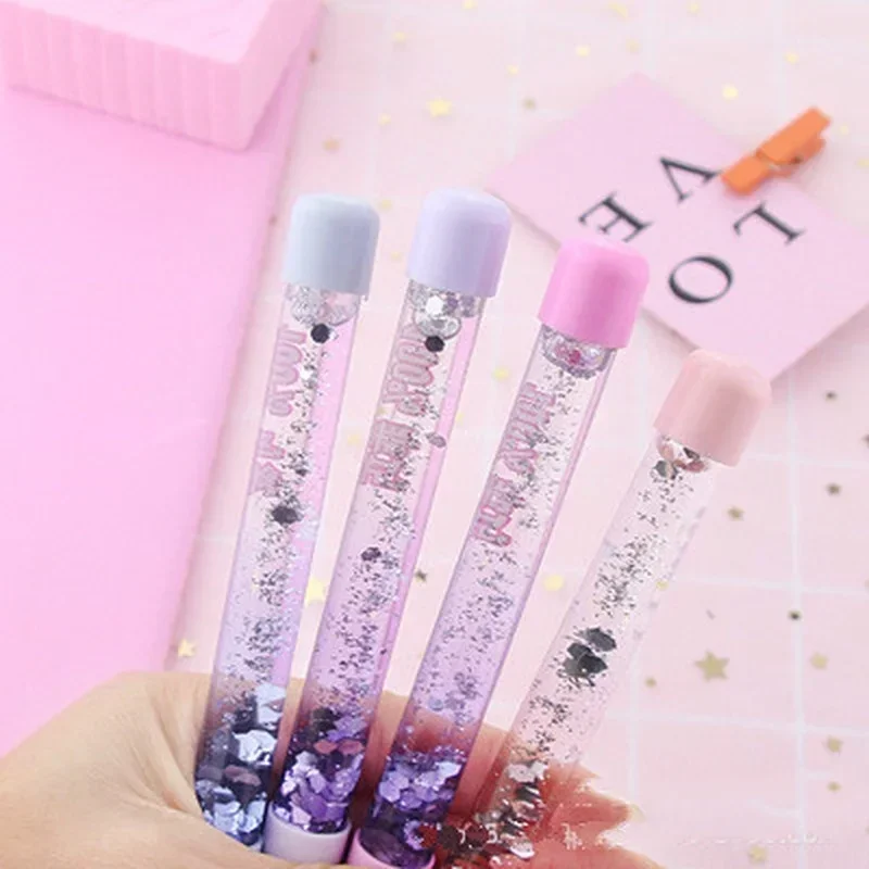 2Pcs Cute 0.5mm Ballpoint Pen luxury Drift Sand Glitter Crystal MultiColor Creative Ball Kids Gift School Office Supplies