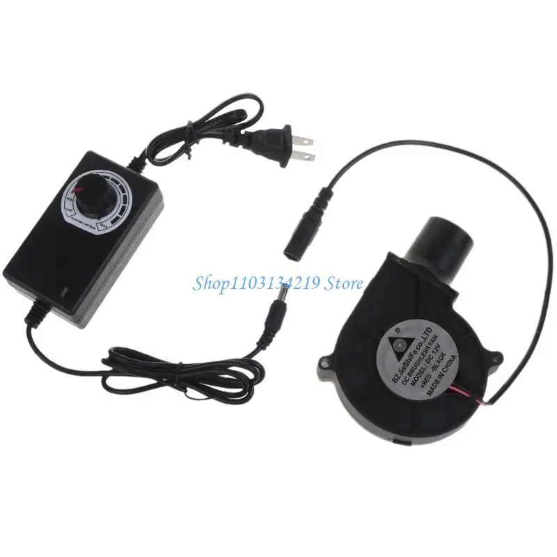 

N5KC US Plug Speed-regulating Blower 12V Grill Stove Outdoor Mobile Portable