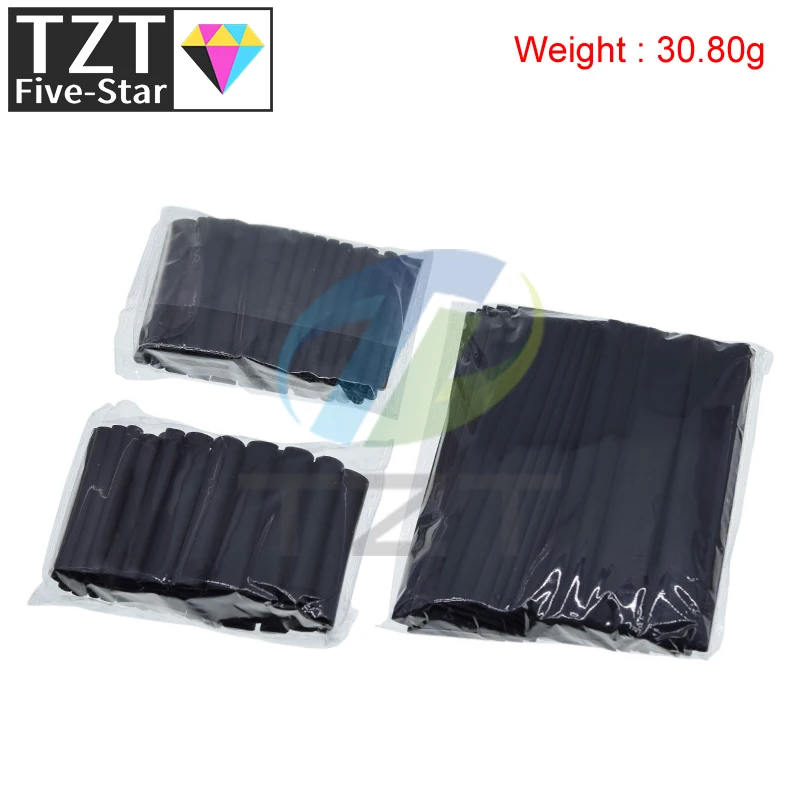 TZT 127pcs/set Assorted Heat Shrink Tube Black Wire Wrap Electrical Insulation Cable Sleeving 2-13mm