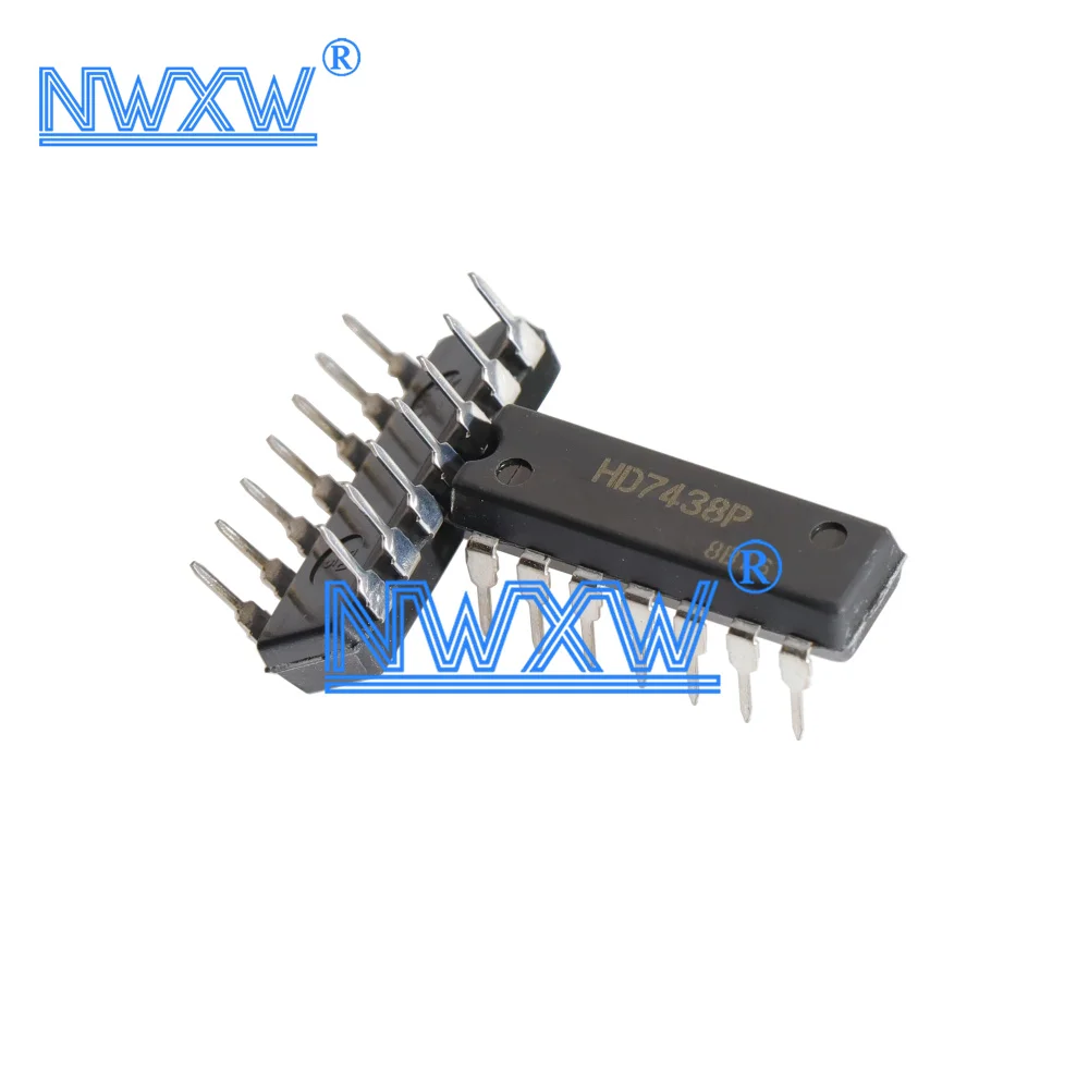 HD7438P inline DIP14 quad 2 input NAND gate IC chip with matching 7438 inline