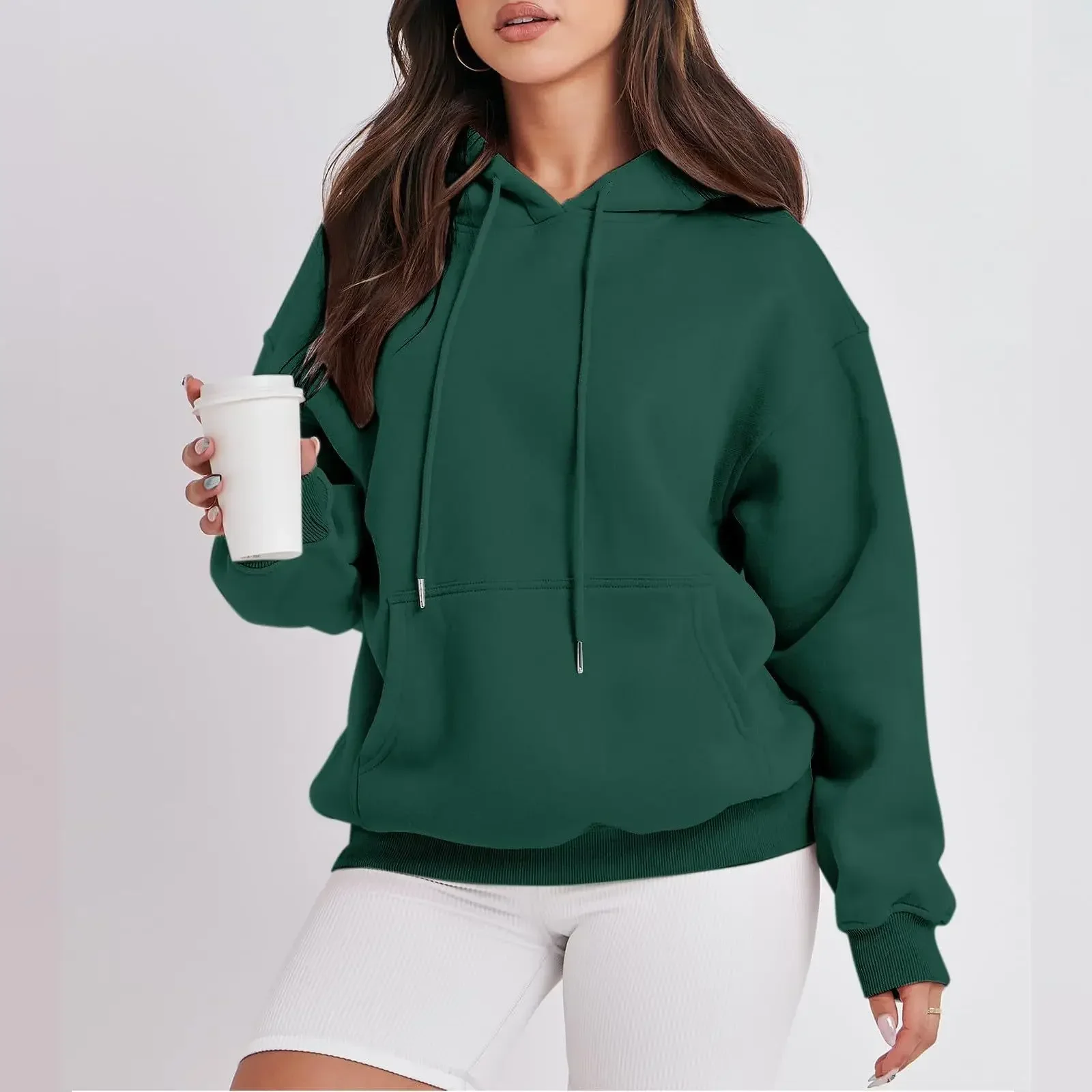 

Pop Thickened Fleece Women's Hoodie Sweatshirt Comfortable Soft Material Fashionable Streetwear Style Casual Loose Fit Hoodie