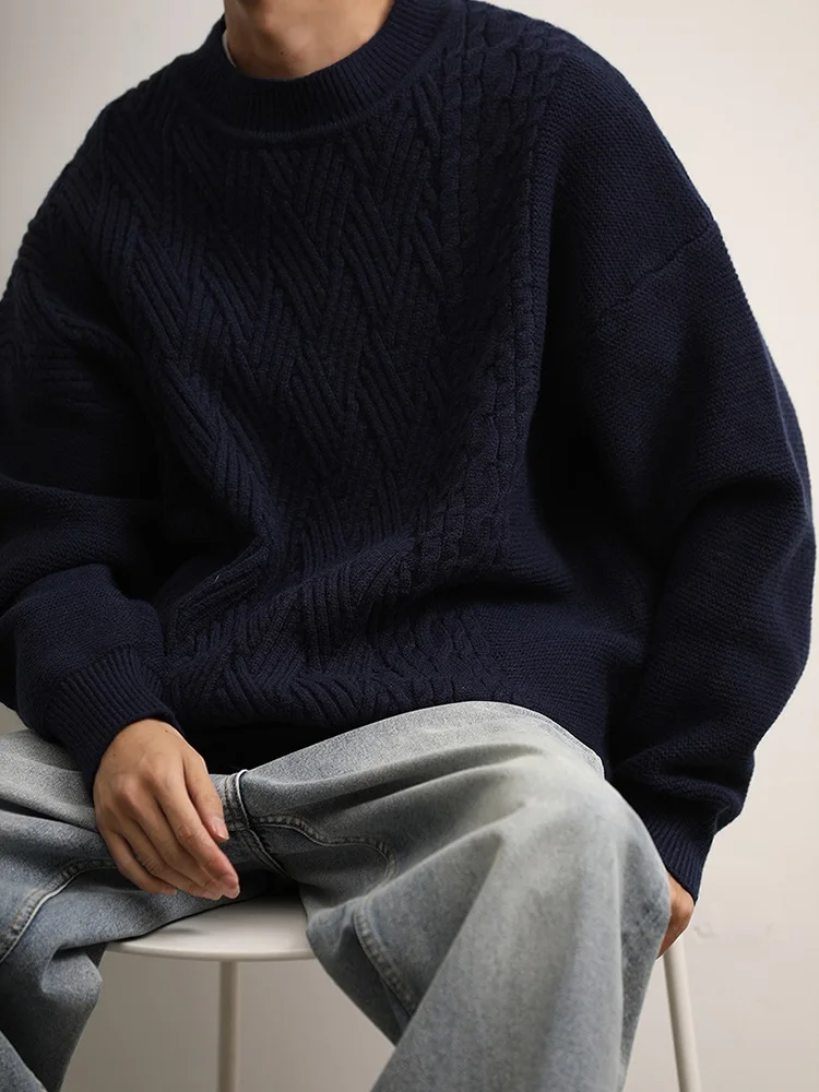 

ex Color round Ne Knitwear Warm Base Layer Sweater Trendy Outerwear for Autumn Winter Straight Cut Long Sve