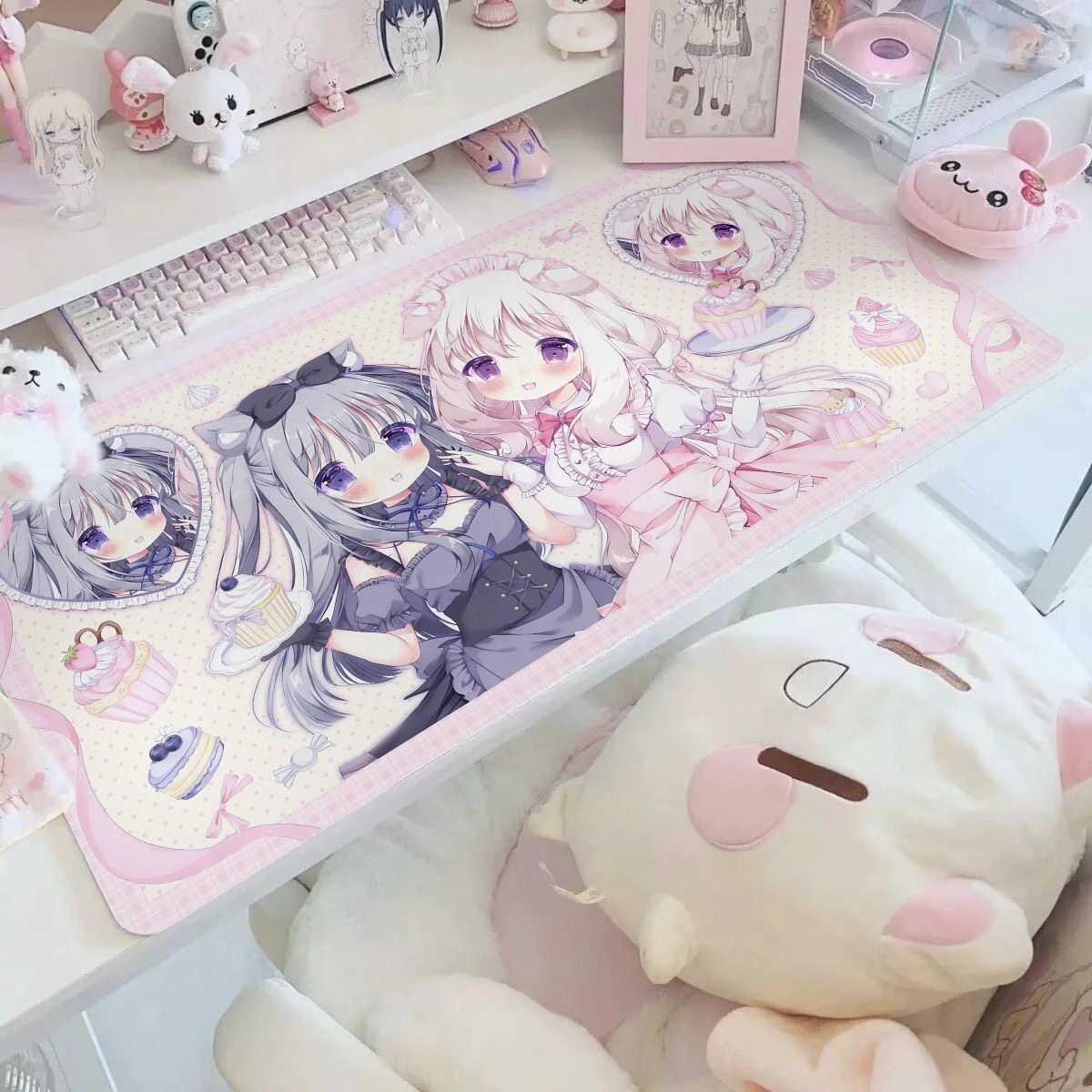 Japanese Ins Kawaii Anime Girl Mouse Pad Suitable For Gaming Office Users Non-Slip PU Leather Mousepad Desktop Computer Desk Pad