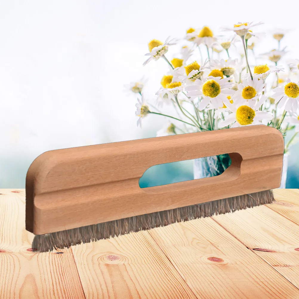 Large Brown Fiber Wallpaper Smoother Brush with Wood Handle – Heat-Resistant Bristle Tool for Wall Hanging