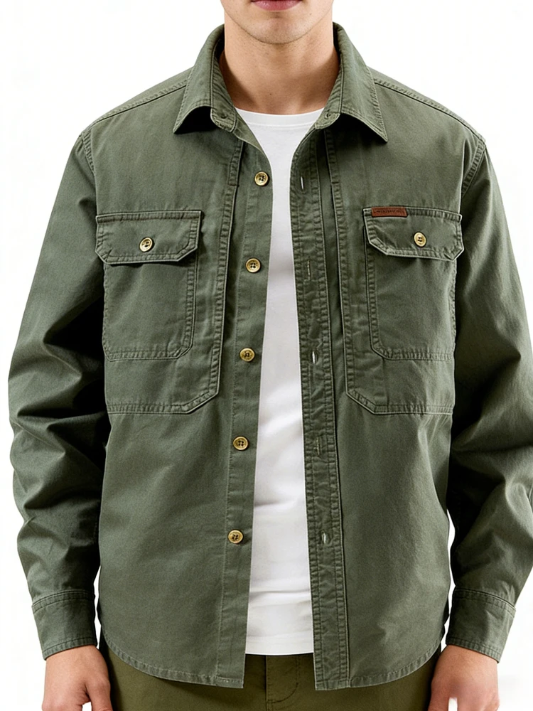 

Мужская классическая рубашка с длинным рукавом для весны и осени, повседневная универсальная рубашка из чистого хлопка, мужская одежда