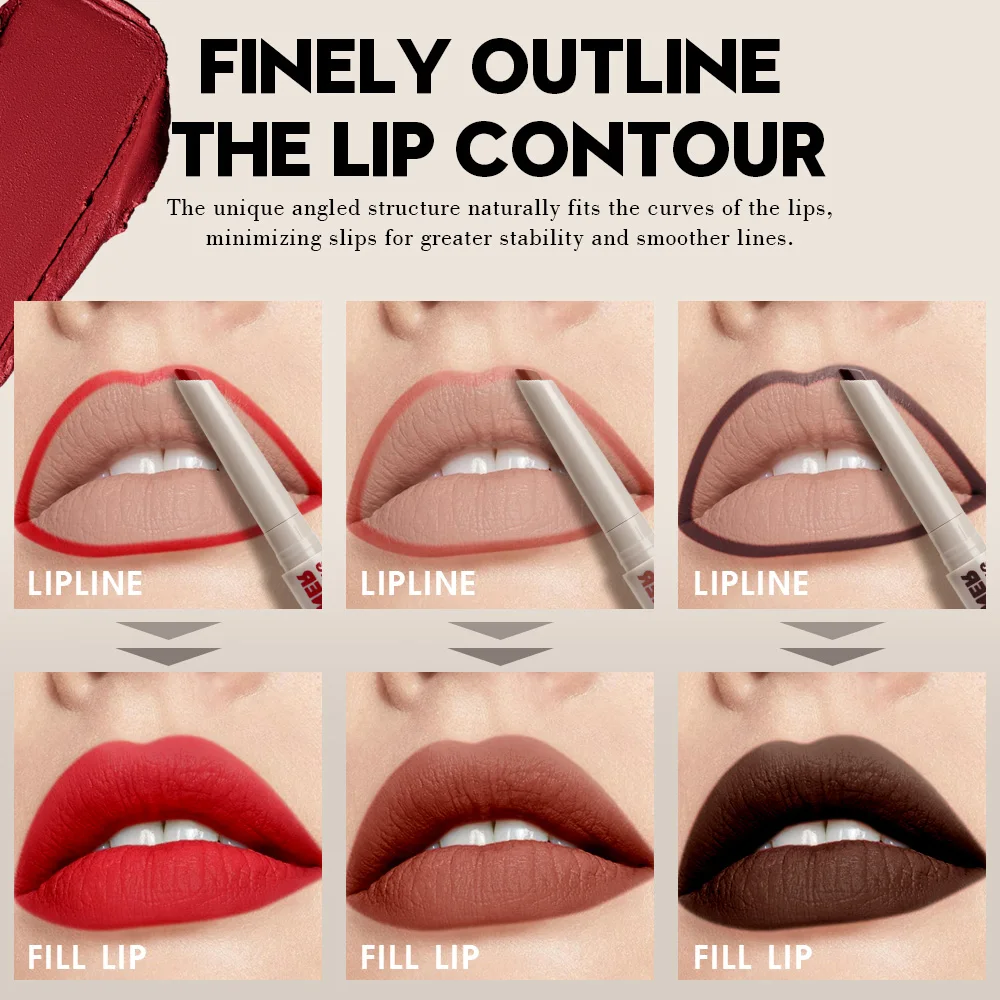 マットリップライナーペン1本、長持ちする耐水性と耐汗性、ツイストデザイン - 詰まりにくい、あらゆる肌タイプに適しています。