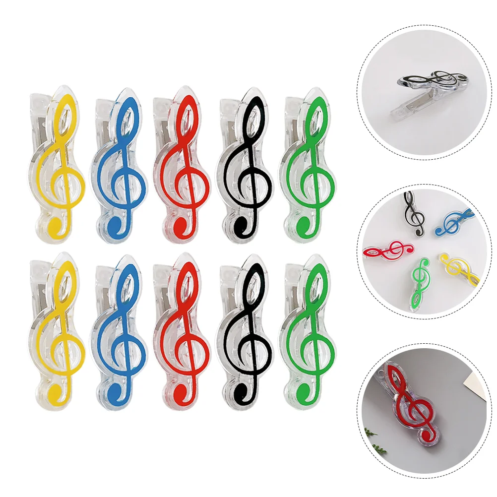 10 Pcs Note Clip Music Shape Bookmarks Supply Themed Party Favors Paper Stand Clips Office