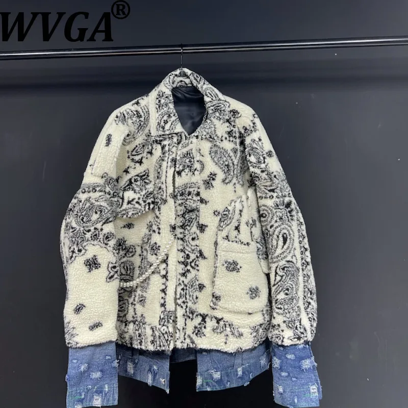 WVGA Autunno Inverno New Man High Street Falso in due pezzi Trendy Giacche a maniche lunghe Nicchia Casual Colletto rovesciato Cappotti Ins W12816