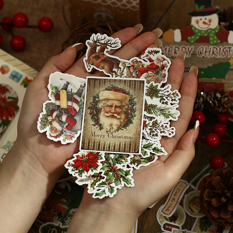 6-47pcs Merry Christmas Stickers Pack Mini Cartoon Santa Claus Notes Sticker for DIY Decoration Album Diary Gift Seal A7763