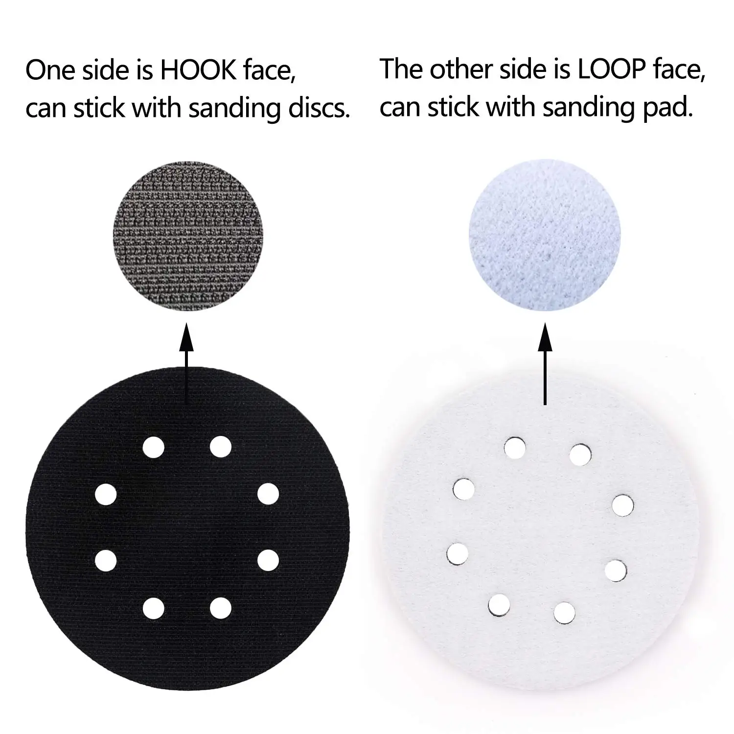 5PCS 5in 8 Holes Soft Interface Pads, Hook Loop Sponge Cushion Buffer Backing Pad for Orbital Sander - view 2