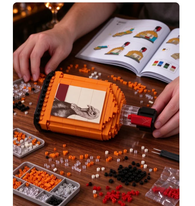 Simulation Wine Bottle Building Block Set - Liquor Bottle Decor, Creative Construction Toy & Ideal Gift for Home Display