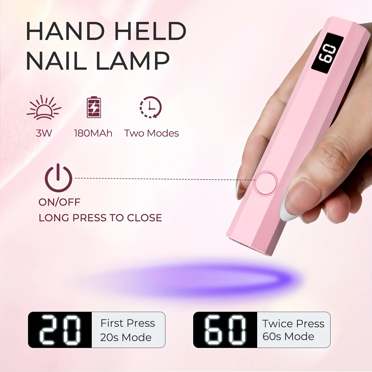 LINMANDA Mini lampe à ongles UV LED Portable avec affichage LED lampe sèche-ongles USB portative pour outil d'art des ongles de vernis Gel à durcissement rapide