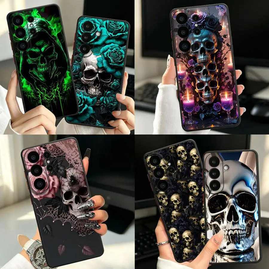 Tribal Rose Skull Case for Samsung Galaxy S26 S21 S22 S23 FE S24 Plus S25 Ultra S20 FE Note 20 Ultra 10+ Funda Back Phone Cover