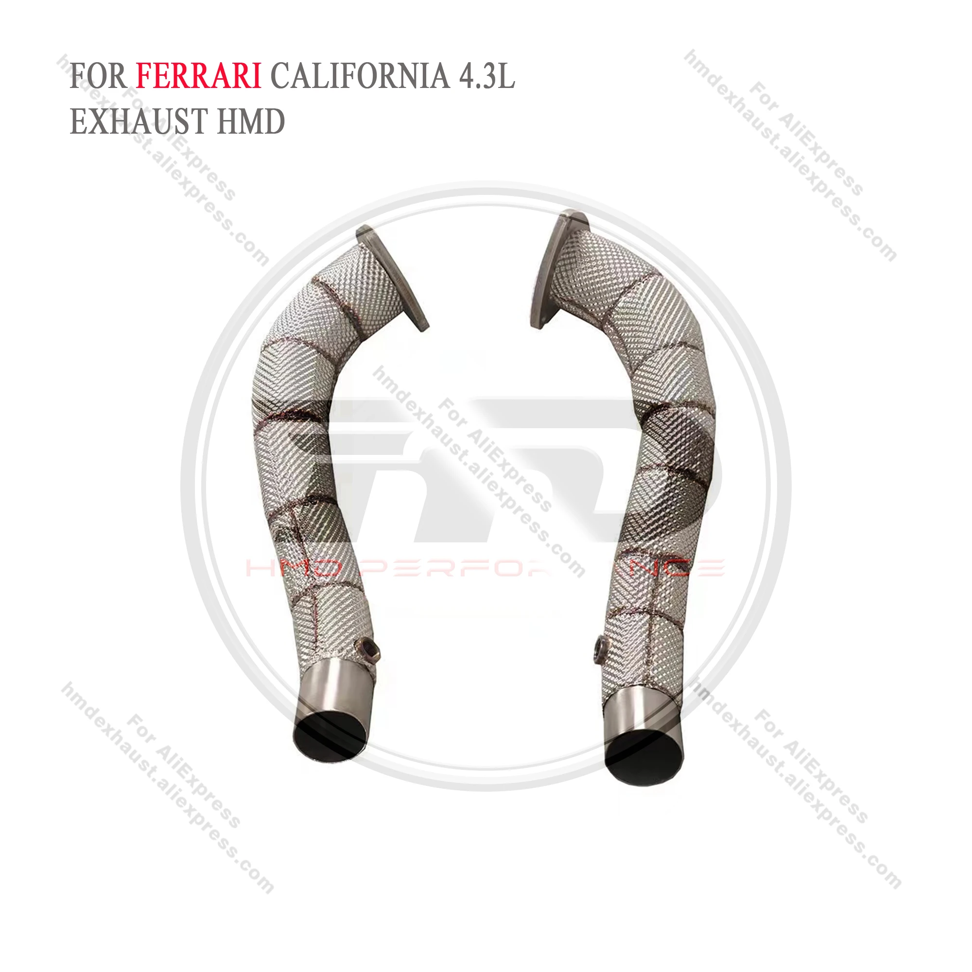 HMD Exhaust System High Flow Performance Downpipe for Ferrari California 4.3L Catted Catless Pipe With Heat Shield