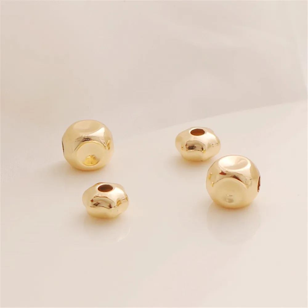 

14K Gold Color Loose Beads Hexagonal Star Four-sided Concave Square Beads Diy Bracelet Necklace Handmade Material Beads