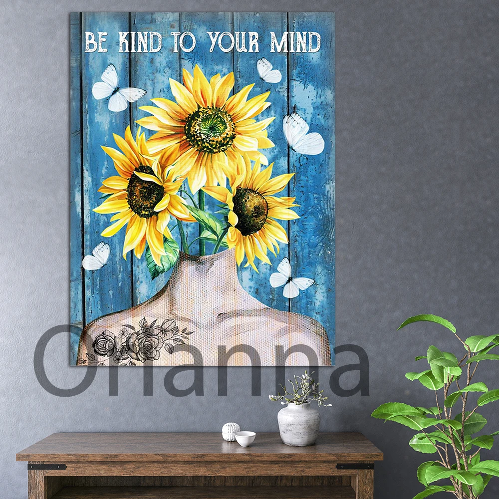 Be Kind To Your Mind Retro Poster Women Inspirational Prints Wall Art Canvas Painting Home Living Room Decor Girl Gift Cuadros