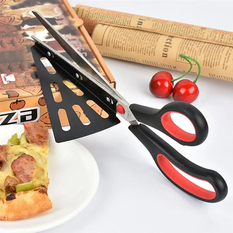 Pizza Scissors Knife Pizza Cutting Tool Stainless Steel Pizza Cutter Slicer Baking Tool Multi-Functional With Detachable Spatula