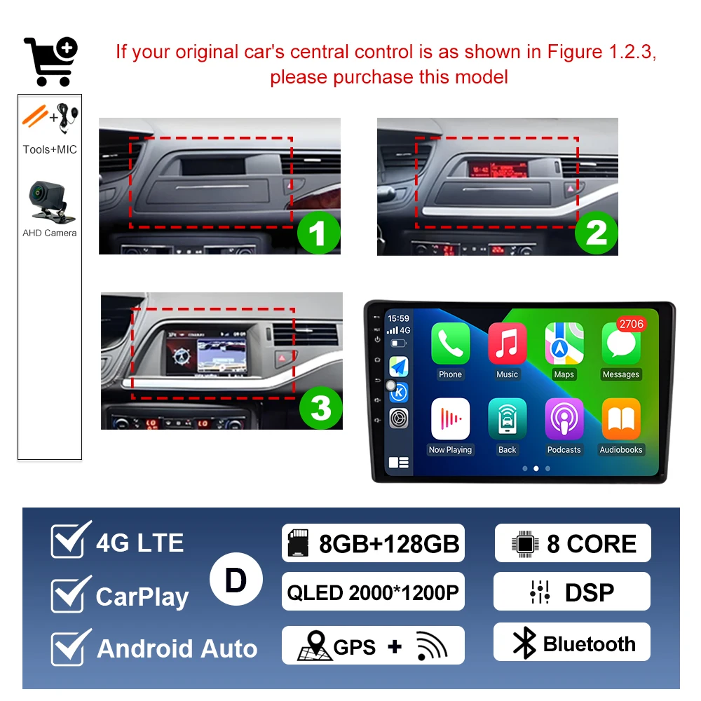 Draadloze Carplay Voor Citroen C5 2008 2009 2010-2016 Android AUTO Autoradio Multimedia Speler GPS Navigatie WIFI DSP Stereo BT